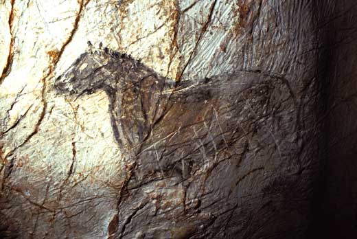 Cheval noir Chv5, dessiné sur des tracés digitaux et surchargé de quelques gravures indéterminables - 35.8&nbsp;ko
